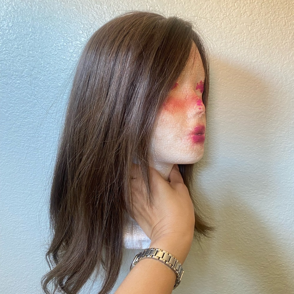 Lace front 100% remy human hair  brown balayage  topper